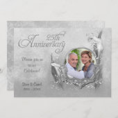 シルバー カラーリリー 25周年 結婚記念日 招待状 (正面/裏面)