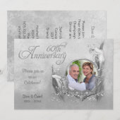 シルバー カラー リリー 60周年 結婚記念日 招待状 (正面/裏面)