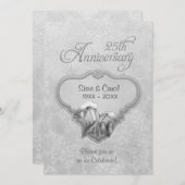 シルバー カラ 25周年 結婚記念日 招待状 (正面/裏面)