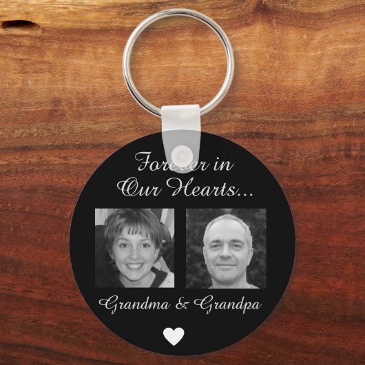 シルバー・キーチェーンのおばあちゃんとおじいちゃん キーホルダー (正面)