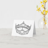 シルバー・クイーン・オブ・ハートズ・クラウン・ティアラ・ノートカード カード (黄色い花)
