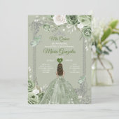 シルバー クラウン セージ グリーン フローラル ミス キンセ 15 アノス 招待状 (スタンド正面)