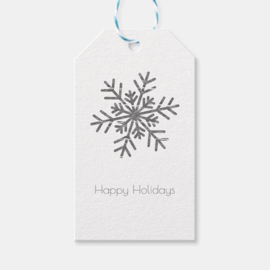 シルバー クラinkle ウィンター ワンダーランド スノーフレーク エレガント ギフトタグ (正面)