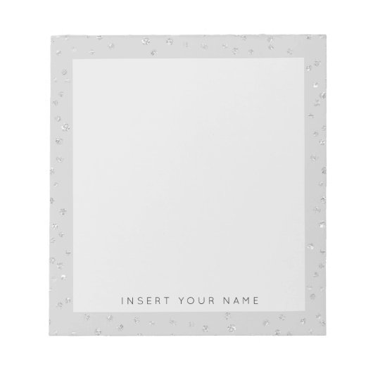シルバー・クリスタル・コンフェッティ・ノート 5.5" x 6" ノートパッド (正面)
