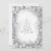 シルバー クリスマスツリー ,ボウ グレー クリスマスパーティー 招待状 (裏面)