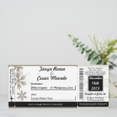 シルバー クリスマス ボーディング パス ウェディング 招待状 (スタンド正面)