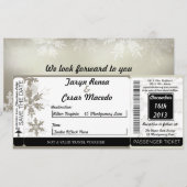 シルバー クリスマス ボーディング パス ウェディング 招待状 (正面/裏面)