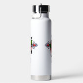 シルバー・クロスと赤いバラ ウォーターボトル (右面)