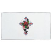 シルバー・クロスと赤いバラ 枕カバー (正面右)