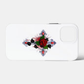 シルバー・クロスと赤いバラ Case-Mate iPhoneケース (裏面 (横))