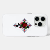 シルバー・クロスと赤いバラ Case-Mate iPhoneケース (裏面 (横))