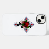 シルバー・クロスと赤いバラ Case-Mate iPhoneケース (裏面 (横))