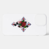 シルバー・クロスと赤いバラ iPhoneケース (裏面横)