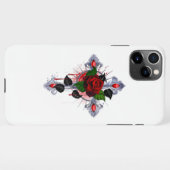 シルバー・クロスと赤いバラ iPhoneケース (裏面横)