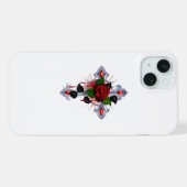 シルバー・クロスと赤いバラ iPhoneケース (裏面横)