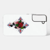 シルバー・クロスと赤いバラ SAMSUNG GALAXYケース (裏面横)