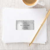 シルバー・グリッターがビジネス・ロゴの差出人住所 ラベル (インサイチュ)