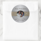 シルバー&グリッターカスタムフォトステッカー ラウンドシール (バッグ)