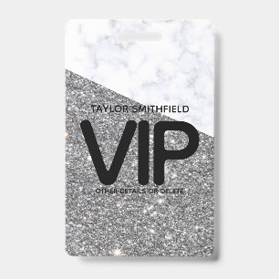 シルバー グリッター おしゃれな VIP ラニヤード バッジ オーダーメイド