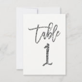 シルバー グリッター おしゃれ モダン スクリプト テーブル ナンバー 1 招待状 (裏面)