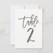 シルバー グリッター おしゃれ モダン スクリプト テーブル ナンバー 2 招待状 (裏面)