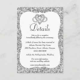 シルバー グリッター インフィニティ ハート ウェディング 詳細 エンクロージャーカード