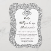 シルバー グリッター インフィニティ ハート ブライズメイド カード (正面/裏面)