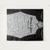 シルバー グリッター インフィニティ ハート ブラック カーテン タペストリー (正面(横))