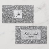 シルバー グリッター シック グラム ギラギラ サロン スパ 名刺 (正面/裏面)