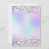 シルバー グリッター シャイニー イリデセント フォイル スウィート16 招待状 (裏面)
