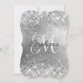 シルバー グリッター シャイニー フォイル モノグラム 40歳の誕生日 招待状 (裏面)