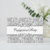 シルバー グリッター & ジュエル エンゲージメント パーティー RSVP 招待状 (スタンド正面)