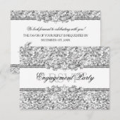 シルバー グリッター & ジュエル エンゲージメント パーティー RSVP 招待状 (正面/裏面)