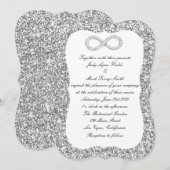 シルバー グリッター ダイヤモンド インフィニティ ウェディング 招待状 (正面/裏面)