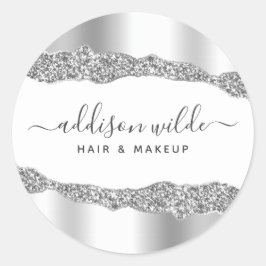 シルバー グリッター ダイヤモンド グラム ビジネス ラウンドシール