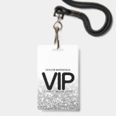 シルバー グリッター トレンディな VIP ラニヤード バッジ カスタム (Front with Lanyard)