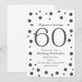 シルバー グリッター ドット 60歳の誕生日パーティー 招待状 (正面/裏面)