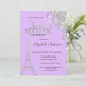 シルバー グリッター ドリップス、エッフェル塔 スイート16 招待状 (スタンド正面)