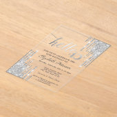 シルバー グリッター ドリップス ローズゴールド 40歳の誕生日 アクリル招待状 (レイダウン)