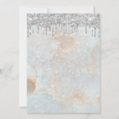 シルバー グリッター ドリップス 25周年 ウェディング アニバーサリー シック 招待状 (裏面)