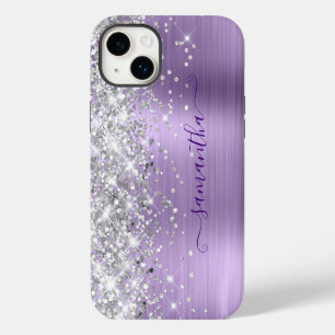 シルバー グリッター パステル ラベンダー ギャルリーシグネチャー iPhone 14 PLUSケース