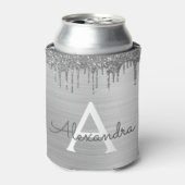 シルバー グリッター ブラシ メタル モノグラム ネーム 缶クーラー (缶正面)