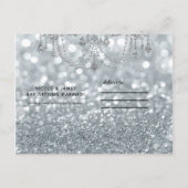 シルバー グリッター ボケ グラム シャンデリア セーブ・ザ・デート 案内ポストカード (裏面)