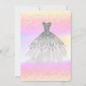 シルバー グリッター ボケ ドレス オンブレ ブライダル シャワー 招待状 (裏面)