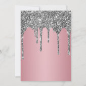 シルバー グリッター ローズゴールド スパークル 誕生日パーティー 招待状 (裏面)