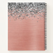 シルバー グリッター ローズゴールド ブラシ メタル モノグラム なし ノートブック (裏面)