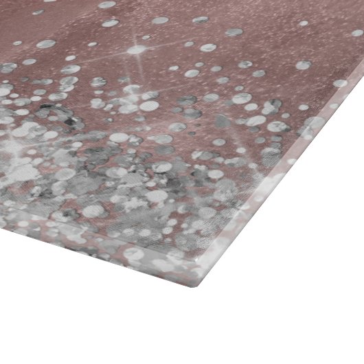 シルバー グリッター ローズゴールド ホイル おしゃれな モノグラム カッティングボード (角)