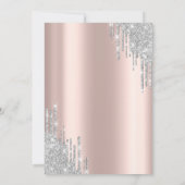 シルバー グリッター ローズゴールド 80歳の誕生日  出席お願いします 招待状 (裏面)