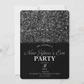シルバー グリッター 輝く光 新年の夜 招待状 (正面)