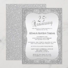 シルバー グリッター 25周年 結婚記念日 | DIY テキスト 招待状